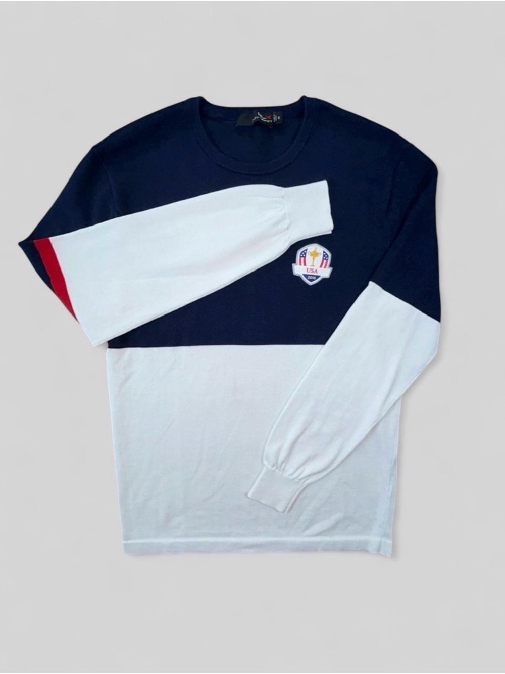 Rare! Ralph Lauren RLX Colorblock Long Sleeve Sweater USA Crest Ryder Cup 2016